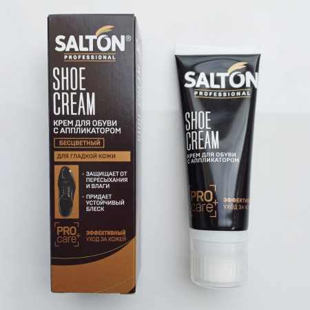 Крем для обуви/кожи тюбик с губкой Бесцветный 75 мл SALTON